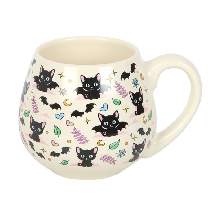 Cute and Creepy Cat Print Rounded Mug - Image 2
