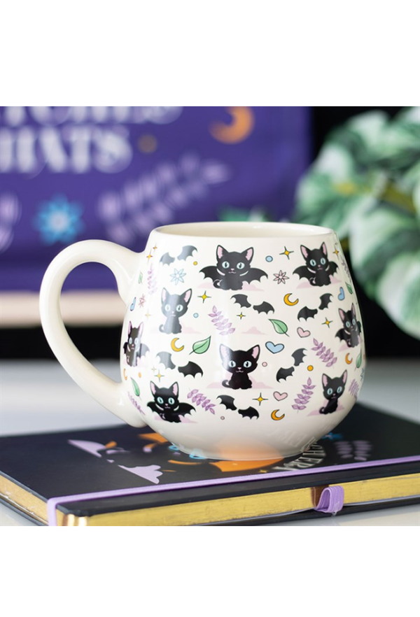 Cute and Creepy Cat Print Rounded Mug