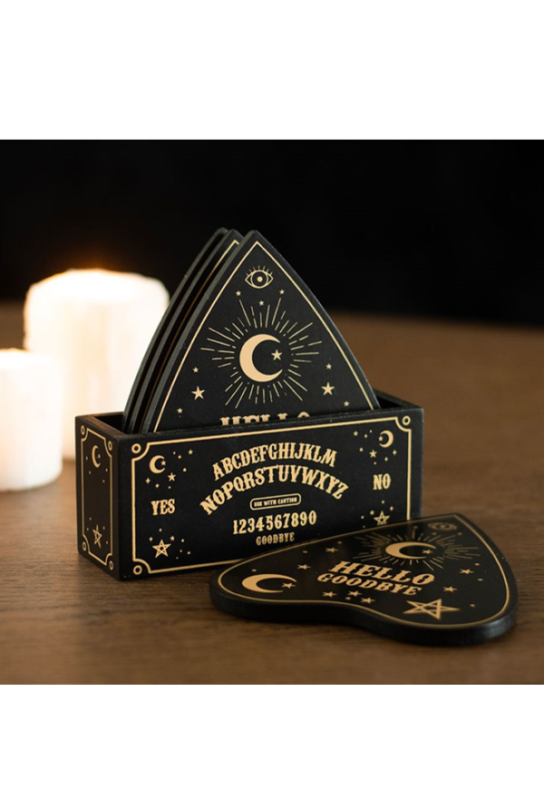 Black Talking Board Planchette Coaster Set