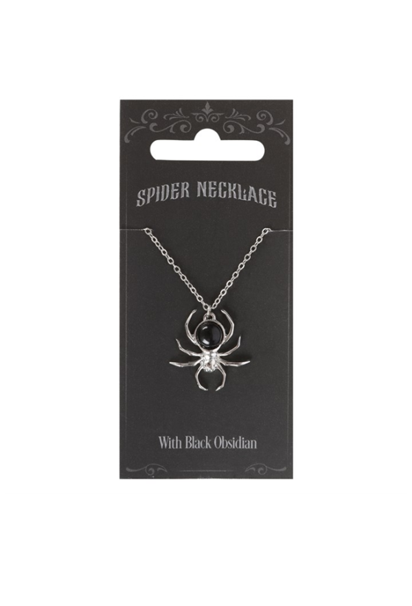 Black Obsidian Spider Pendant Necklace