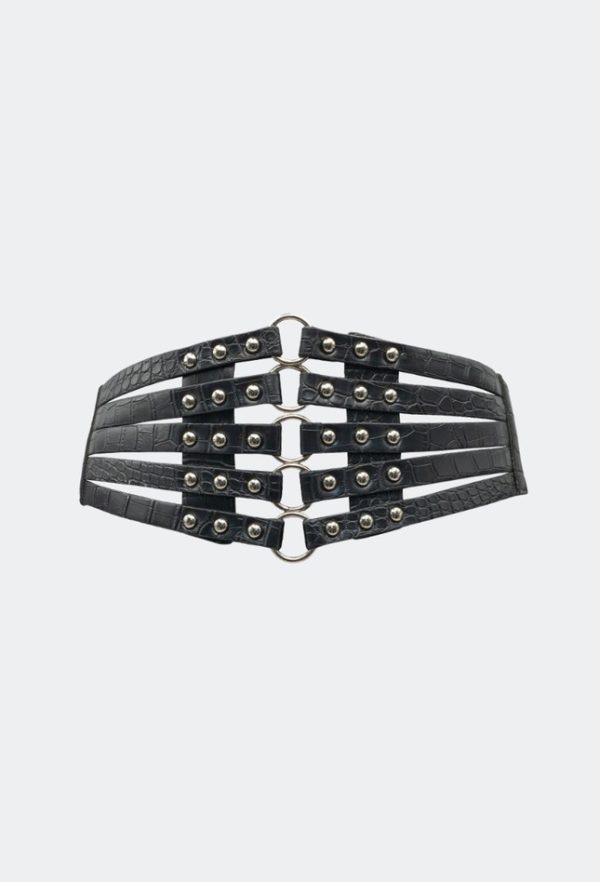 O Ring Studded Elasticated Waist Belt