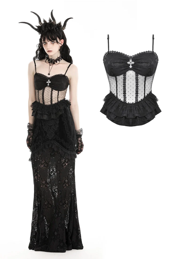 Gothic lace see-through top
