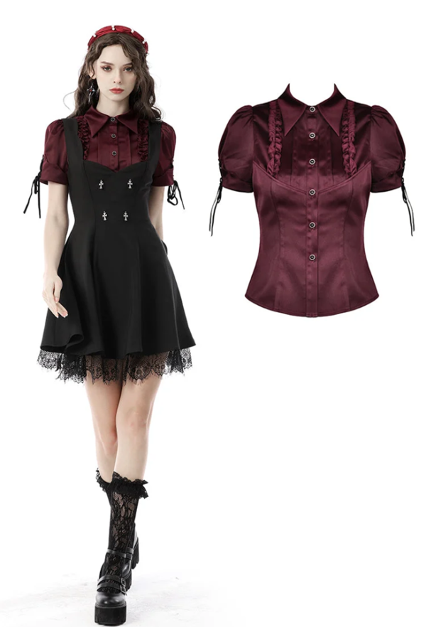 Gothic wine red elegant blouse