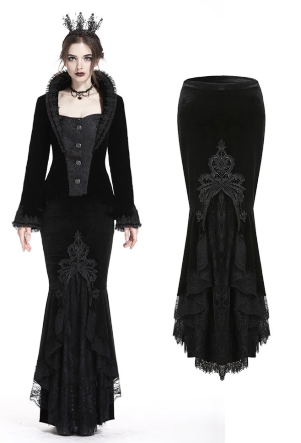 Gorgeous mermaid lacey velvet tight maxi skirt